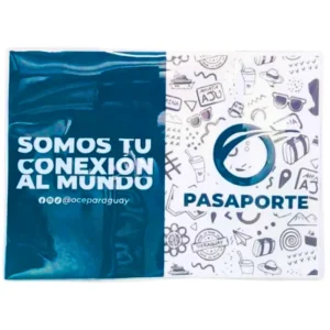 Funda de p/ pasaporte en PVC Cristal, Impresión a full color pleno