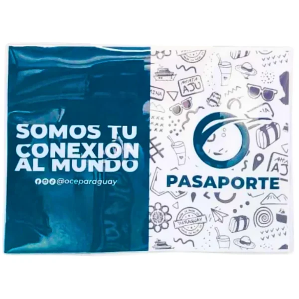 Funda de p/ pasaporte en PVC Cristal, Impresión a full color pleno