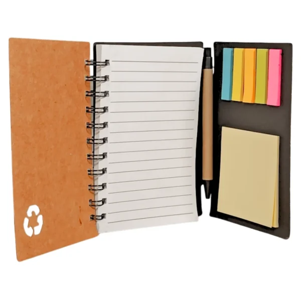 Cuaderno Ecológico, más Bolígrafo y Post-it